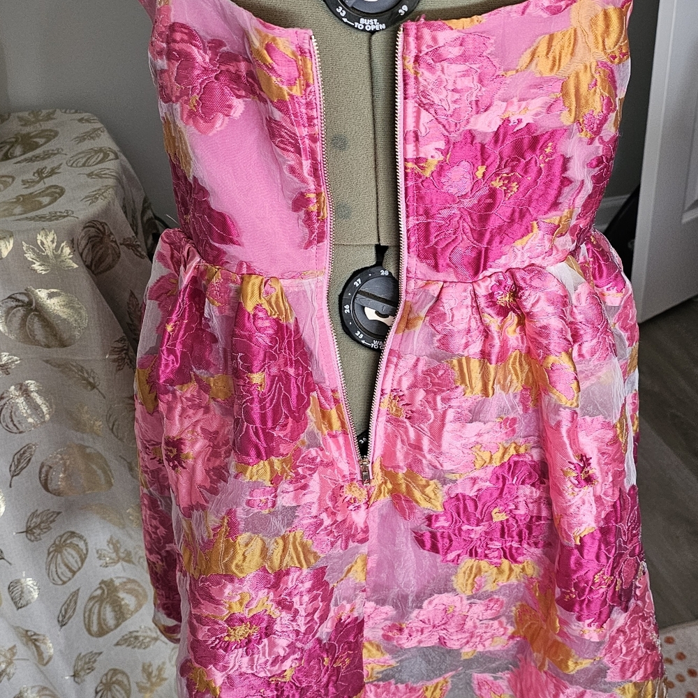 ShowPo Brailey Sweetheart Bustier Mini Dress in Pink Jacquard Sz 16 - Picture 4 of 14